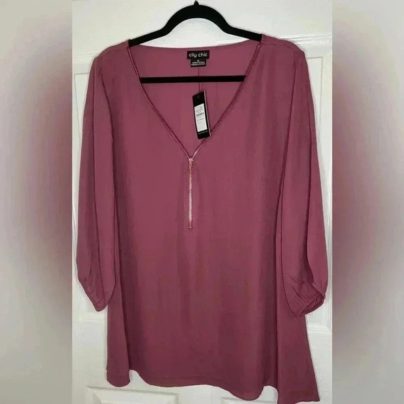 NWT City Chic Sexy Fling Elbow Sleeve Top, Size M (18), Rose Berry - Picture 6 of 9